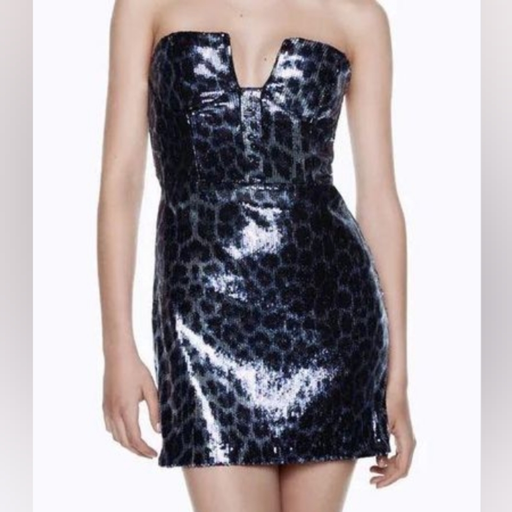 New Zara Sequin Leopard Print Mini Dress Style Medium Size